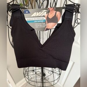 AVIA Black Seamless Rib Sports Bra, NWT